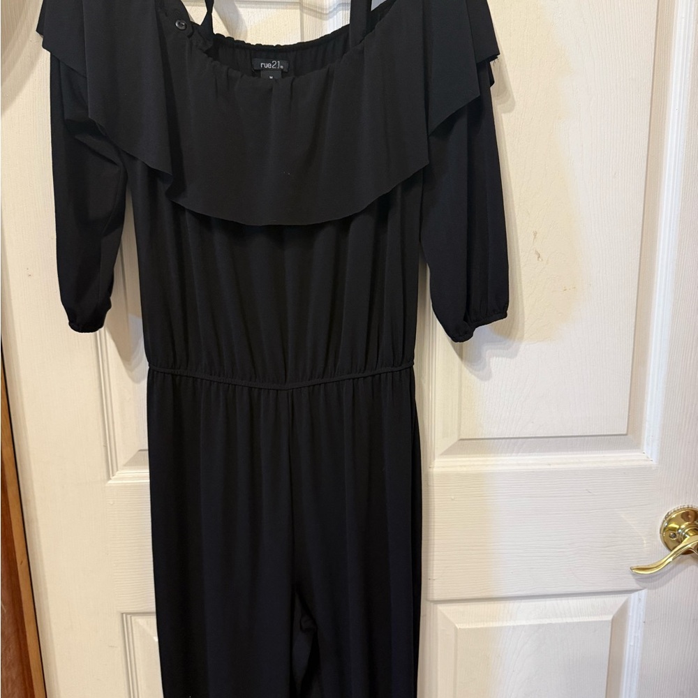 Rue21 Black Ruffle Off-Shoulder Jumpsuit